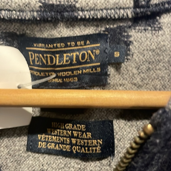 Mens women’s Pendleton hoody hoodie wool blue grey small western wear - Picture 2 of 6